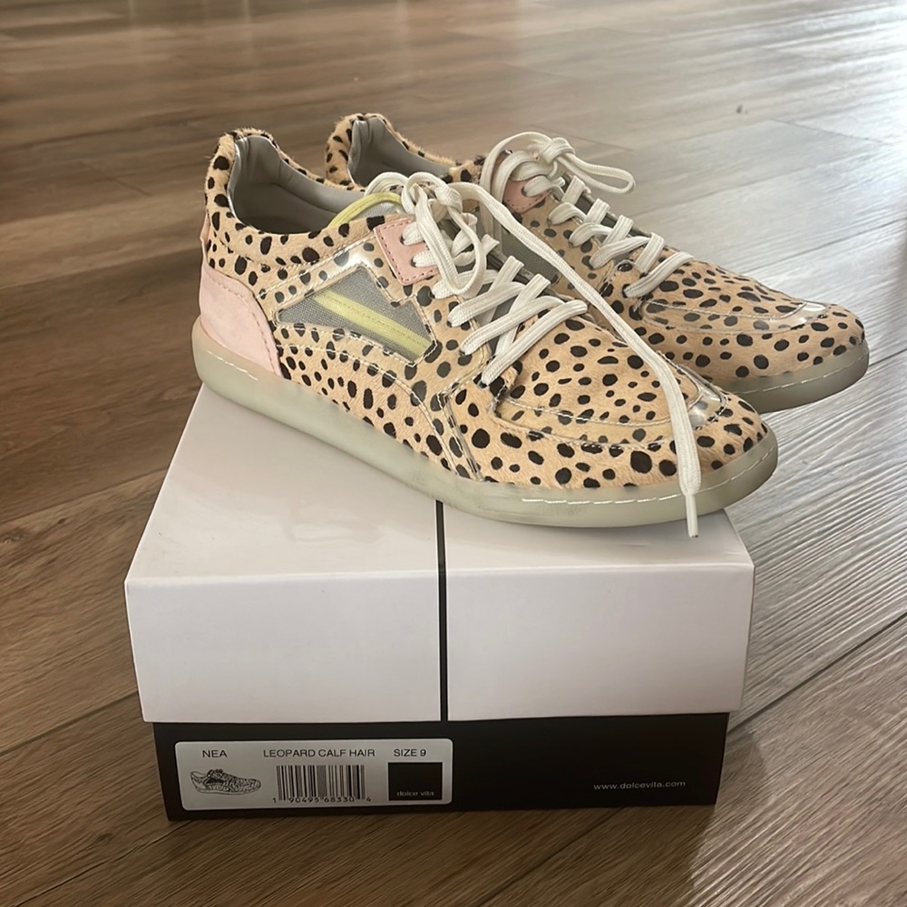 Dolce Vita NEA leopard calf hair sneakers